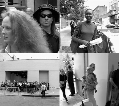 Helmut Lang exhibition, Séance de Travail 1986–2005 at MAK Museum, Vienna - © Video stills from TV show *Fashion File*&rsquo;s coverage of the Spring/Summer 1999 *S&eacute;ances de Travail*, New York.
Helmut Lang Archive, MAK Museum., System Magazine