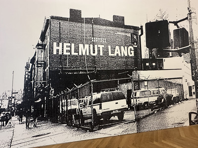 Helmut Lang exhibition, Séance de Travail 1986–2005 at MAK Museum, Vienna - © Installation view, test print of a Helmut Lang Barneys New York wall advertisement for Spring/Summer 1997, featuring a photograph by Elfie Semotan.
Helmut Lang Archive, MAK Museum., System Magazine