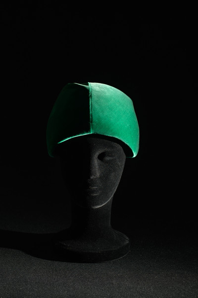 Hat inspired by the shape of the fez in green silk velvet, Christian Dior, circa 1955. Coll. Christian Dior Museum, Granville. - © &copy; Benoit Croisy., System Magazine