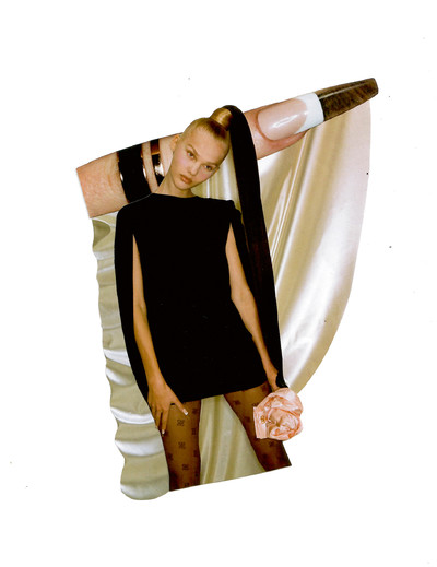 Vasilina wears ring by Repossi, dress and tights by Fendi, and ring and earring by Repossi. - © System Magazine