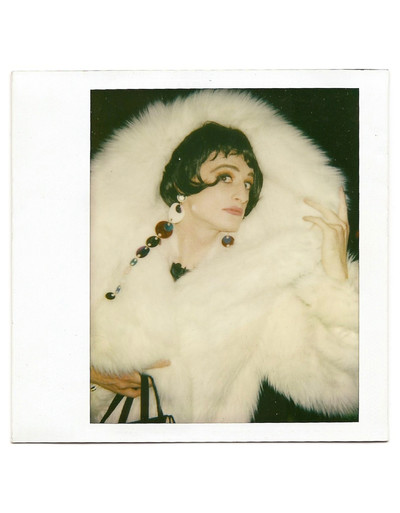 An immoderate aesthete. Hamish Bowles. - © &lsquo;Releasing &ldquo;Sugar Bowles&rdquo;, as Philip Treacy dubbed my drag persona. The earrings are probably Erickson Beamon, but I don&rsquo;t recall the white fox &ndash; evidently also swiped from a shoot...
The Polaroid was taken by Iain R. Webb in the lobby of the Algonquin Hotel in Manhattan for Halloween 1991.&rsquo;, System Magazine