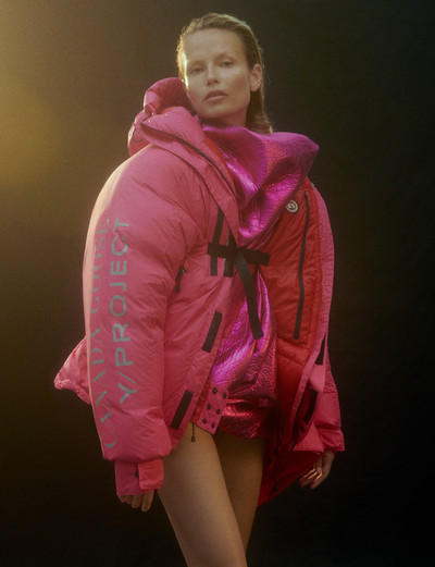 Natasha wears pink metallic top and Canada Goose × Y/Project puffer jacket by Y/Project menswear Autumn/Winter 2020 - © System Magazine