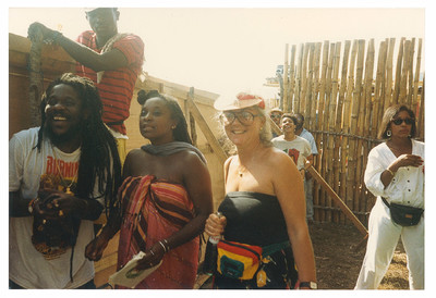 1988. ‘Dennis Brown on the left and Michelle’s friend Adrienne on the right, backstage at Reggae Sunsplash.’ - © System Magazine