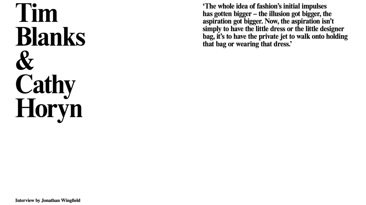 Tim Blanks Cathy Horyn in conversation Issue 21 System Magazine