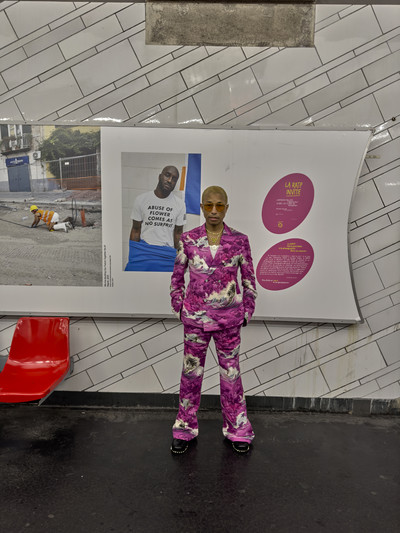 Pharrell. In Paris. - © LV surf tailored double breasted jacket, sailor flared pants, and penny loafers., System Magazine