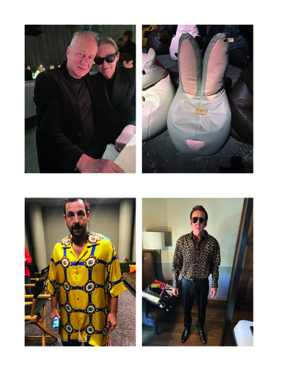 Best Performance. Sara Moonves. - © Top left. Stellan Skarsg&aring;rd and Lisa Love, W and Louis Vuitton pre-Golden Globes dinner, Los Angeles, 2026. 
Top right. Bottega Veneta Show, Milan, 2024. 
Bottom left. Adam Sandler, fitting photo from &lsquo;Best Performances&rsquo;, Los Angeles, 2020. 
Bottom right. Nicolas Cage, fitting photo from &lsquo;Best Performances&rsquo;, Los Angeles, 2024., System Magazine