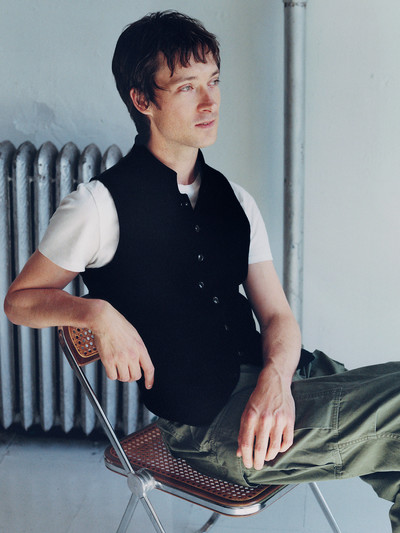 Menswear. Samuel Hine. - © Vest by Giorgio Armani, T-shirt by Calvin Klein, and vintage trousers., System Magazine