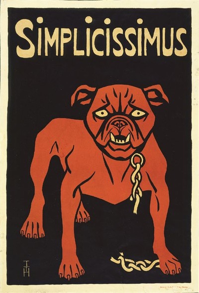 Thomas Theodor Heine, 1897. - © Bulldog Poster by Thomas Theodor Heine. Simplicissimus 1897. New York, Museum of Modern Art (MoMA). Lithograph 30 x 20 1/2&rsquo; (76 x 52 cm) Gift of The Lauder Foundation, Leonard and Evelyn Lauder Fund 268 1986&copy; 2014, System Magazine